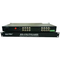 Video to Fiber Converter ( BNC , SF , SM , FC , 20KM ) 16ch Video RS485 Data , 1U rack B&TON BT-16V1DF-T/R