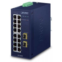 Bộ chia mạng IP30 Industrial 16-Port 10/100/1000T + 2-Port 1000X SFP Gigabit Ethernet Switch Planet IGS-1820TF
