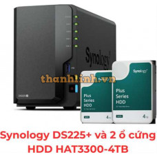 Thiết bị lưu trữ NAS Synology DS225+ 8TB (02 x HAT3300-4T)
