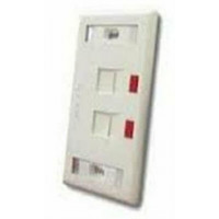 Nắp mạng AMP US Style Low Profile Faceplate , 2-Port Shuttered , w/Label và Icon , Almond 272368-2