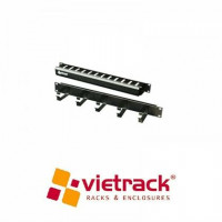 Thanh gắn cáp ngang tủ tủ mạng Vietrack 1U , Finger Duct , Black VRMH01-1F