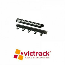 Thanh gắn cáp ngang tủ tủ mạng Vietrack 1U , Ringed , Black VRMH01-1R