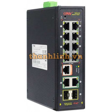 Thiết bị chuyển mạch 8 Port 10/100M Industrial Managed PoE Switch (2 LC uplink, Chain Network PoE Switch) ONV IPS31108PFM