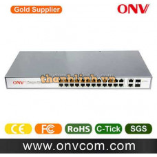 Thiết bị chuyển mạch 26 Ports PoE Switch with 24X100M PoE Ports+2GE/2 Gigabit Fiber Ports ONV POE31024PF-M
