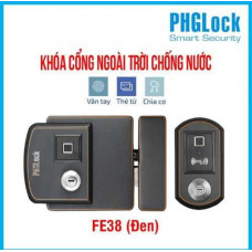 Khóa cổng vân tay cao cấp ngoài trời PHGLock FE38 (Đen)