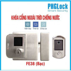 Khóa cổng vân tay cao cấp ngoài trời PHGLock FE38 (Bạc)