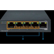 Bộ chuyển mạch 4-Port 100Mbps /af PoE + 1-Port 100Mbps Planet FSD-504HP