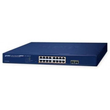 Bộ chia mạng 16-Port 10/100/1000T 802.3at PoE + 2-Port 1000X SFP Web Smart Ethernet Planet GS-2210-16P2S