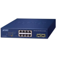 Bộ chia mạng 8-Port 10/100/1000T 802.3at PoE + 2-Port 1000X SFP Web Smart Ethernet Planet GS-2210-8P2S