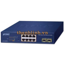 Bộ chia mạng 8-Port 10/100/1000T 802.3at PoE + 2-Port 1000X SFP Web Smart Ethernet Planet GS-2210-8P2S