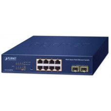 Bộ chia mạng 8-Port 10/100/1000T 802.3at PoE + 2-Port 1000X SFP Web Smart Ethernet Planet GS-2210-8P2S