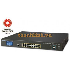 Bộ chuyển mạch có màn hình LCD 16-Port 1000T PoE + 2-Port 10G SFP+ Planet GS-5220-16UP2XVR