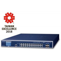 Bộ chia mạng L3 24-Port 10/100/1000T + 4-Port 10G SFP+ Managed Ethernet with LCD Touch Screen Planet GS-5220-24T4XV/GS-5220-24T4XVR