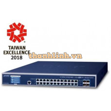 Bộ chia mạng L3 24-Port 10/100/1000T + 4-Port 10G SFP+ Managed Ethernet with LCD Touch Screen Planet GS-5220-24T4XV/GS-5220-24T4XVR