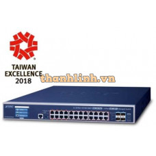 Bộ chia mạng Planet L3 24-Port 10/100/1000T + 4-Port 10G SFP+ with LCD Touch Screen GS-5220-24T4XVR