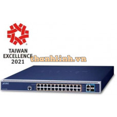 Bộ chuyển mạch có màn hình LCD 24-Port 1000T PoE + 2-Port 10GBASE-T + 2-Port 10G SFP+ Planet GS-6320-24UP2T2XV