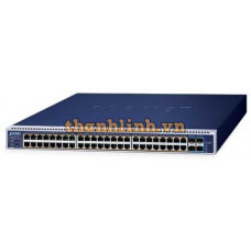 Bộ chuyển mạchL3 48 cổng 1000T 802.3bt PoE + 4 cổng 10G SFP+ với khe cắm nguồn mô-đun kép Planet GS-6322-48UP4X