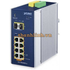 Bộ chuyển mạch công nghiệp 8 cổng 1000T 802.3at PoE + 2 cổng 1G/2.5G SFPvới bảng điều khiển USB Planet IGS-10020HPT-U