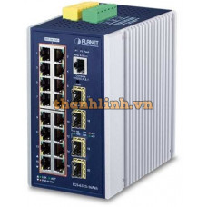 Bộ chia mạng công nghiệp Planet L3 16- port 100/1000 PoE +2 Port SFP IGS-20160HPT