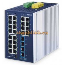 Bộ chuyển mạch Ethernetcông nghiệp L2+ 24 cổng 1000T + 4 cổng 10G SFP+ Planet IGS-4215-24T4X