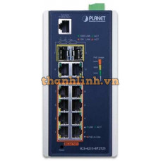 Bộ chia mạng công nghiệp Planet 8 Port 100/1000 802 PoE +2 Port 100/1000 + 2 Port SFP IGS-4215-8P2T2S