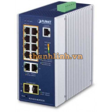 Bộ chuyển mạch công nghiệp 8 cổng 1000T 802.3bt PoE + 2 cổng 1000T + 2 cổng 100/1000X SFP Planet IGS-4215-8UP2T2S