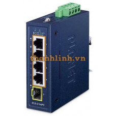 Bộ chuyển mạch Ethernet công nghiệp nhỏ gọn 4 cổng 1000T 802.3at PoE + 1 cổng 100/1000X SFP Planet IGS-514PT