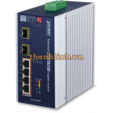 Bộ chuyển mạch Industrial 4-Port 1000T PoE + 2-Port 1000X SFP Planet IGS-624HPT