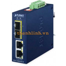 Bộ chuyển đổi phương tiện SFP 2 cổng 10/100/1000BASE-T sang 2 cổng 100/1000BASE-X nhỏ gọn công nghiệp Planet IGT-2205AT-E