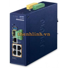 Bộ chia mạng công nghiệp 4-Port 10/100/1000T 802.3at PoE + 1-Port 10/100/1000T + 1-Port 1000X SFP VPN Security Gateway Planet IVR-300FP