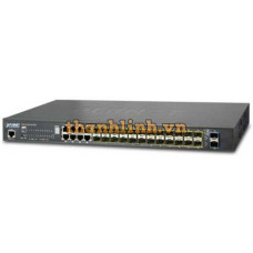 Managed Switch Stackable PLANET SGS-5220-24S2XR, L2+ 24-Port 100/1000BASE-X SFP with 8-Port Shared TP + 2-Port 10G SFP+