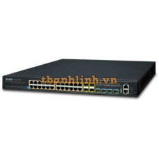 Bộ chuyển mạch 24-Port 1000T PoE + 4-Port 10G SFP+ Planet SGS-6341-24P4X