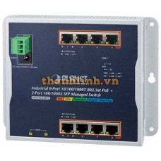 Bộ chuyển mạch Industrial 4-Port 1000T PoE + 4-Port 1000T PoE + 2-Port 1000X SFP ( -40 75 độ C ) Planet WGS-4215-8HP2S