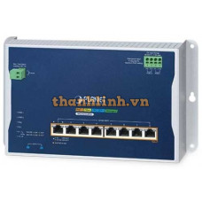 Bộ chuyển mạch Ethernetgắn tường công nghiệp L2+ 8 cổng 1000T 802.3at PoE + 2 cổng 10G SFP+ Planet WGS-4215-8P2X