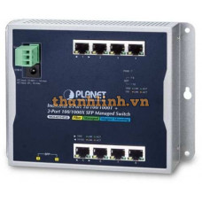 Bộ chia mạng công nghiệp Planet 8 Port 100/1000 + 2 Port 100/1000 ‘SFP Wallmount WGS-4215-8T2S