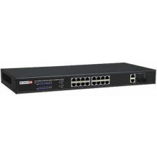 Thiết bị chuyển mạch POE 16CH unmanaged PoE switch, downlink:*16 100mbps, uplink: *2 1000mbps,total PoE is 250W Provision Israel PoES-16250C+2Combo