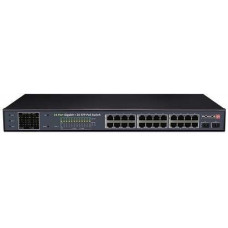 Thiết bị chuyển mạch POE 24+2SFPPort Giga PoE Ethernet Switch,24 giga Ports act as downlink và uplink,2xSFP slots,370W Provision Israel PoES-24370GCL+2SFP