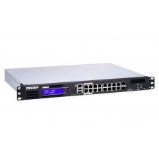 Thiết bị chuyển mạch 4x 1GbE 802.3bt PoE++ (60W) ports, 10x 1GbE 802.3at PoE+ (30W) ports and 2x 1GbE 802.3at PoE+ (30W)/ SFP fiber combo ports Qnap QGD-1600P