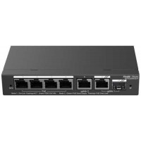 Bộ chia mạng 6-Port Gigabit Smart POE Switch, 4 PoE/POE+ Ports with 1 Gigabit RJ45/1 combo SFP uplink ports, 54W PoE Ruijie RG-ES206GS-P