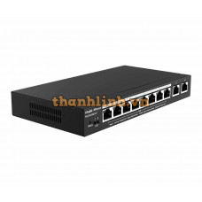 Thiết bị chuyển mạch POE 10-Port Gigabit Smart POE Switch, 8 PoE/POE+ Ports with 2 Gigabit RJ45 uplink ports, 70W PoE Ruijie RG-ES210GC-LP