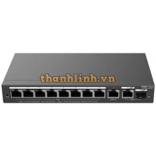 Bộ chia mạng 10-Port Gigabit Smart POE Switch, 8 PoE/POE+ Gigabit RJ45 Ports with 1 Gigabit RJ45/1 combo SFP uplink ports,120W PoE Ruijie RG-ES210GS-P