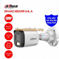 Camera HDCVI Full Color ánh sáng kép 5MP Dahua DH-HAC-B2A51P-U-IL-A
