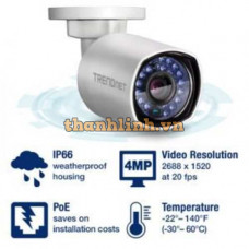 Camera quan sát Indoor / Outdoor 4 MP PoE Day/Night Network Camera Trendnet TV-IP314PI