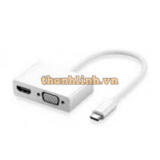 Cáp chuyển đổi USB type C to HDMI/VGA hỗ trợ full HD 3D 4Kx2K chính hãng Ugreen 30843 cao cấp