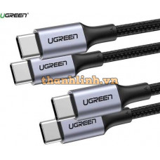 Ugreen 10230 1 sợi 1M và 1 sợi 2M hỗ trợ sạc nhanh pd 100w màu xám đen cáp USB Type-C đầu nhôm chống nhiễu 10230 20010230