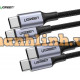 Ugreen 10230 1 sợi 1M và 1 sợi 2M hỗ trợ sạc nhanh pd 100w màu xám đen cáp USB Type-C đầu nhôm chống nhiễu 10230 20010230