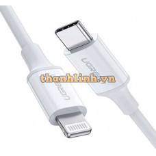 Cáp sạc USB Type-C to Lightning dài 1m chuẩn MFI Apple, sạc nhanh 3A Ugreen 10493 cao cấp