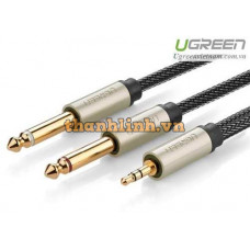 Cáp Audio 3,5mm to 2 đầu 6,5mm dài 5m Ugreen 10619 mạ vàng