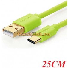 Ugreen 10659 25CM Màu xanh lá Cáp Usb 2.0 Sang Type-C mạ vàng US141 20010659