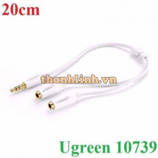 Cáp chia 2 cổng Audio 3.5mm dài 20cm Ugreen 10739 cao cấp (màu trắng)